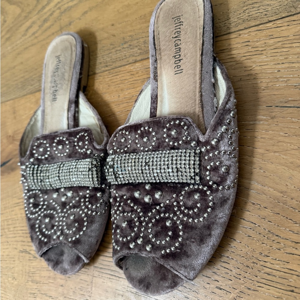 Jeffrey Campbell Velvet Purple Embellished Mules